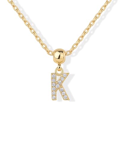 PAVOI 14K Gold Plated Dainty Initial Letter Necklace with Charms for Women | Adjustable Chain Gold Charm Initial Necklaces, Small Alphabet Letters Removable Pendants Cute Jewelry Gifts - style: - K