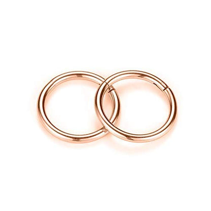GAGABODY 2 Pcs Nose Rings 22G 20G 18G 16G 14G 12G 10G 8G Surgical Steel Piercing Rings for Nose Septum Cartilage Helix Tragus Conch Rook Daith Lobe from 5mm to 16mm Seamless Hoop Unisex Hinged Earrings - color: Rose Gold