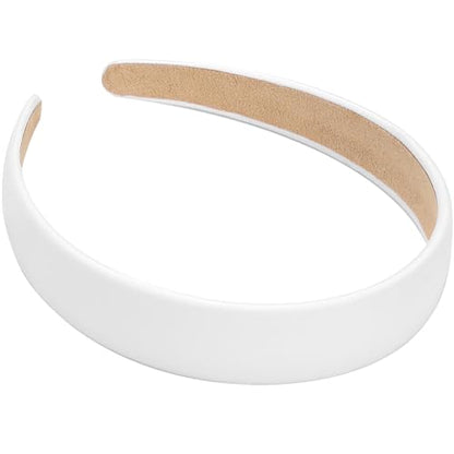 WantGor 1 Inch PU Leather Headband, Wide Padded Hairband Fashion Hair Bands | Cute Womens Headbands Holiday DIY Hair Accessories - color: White