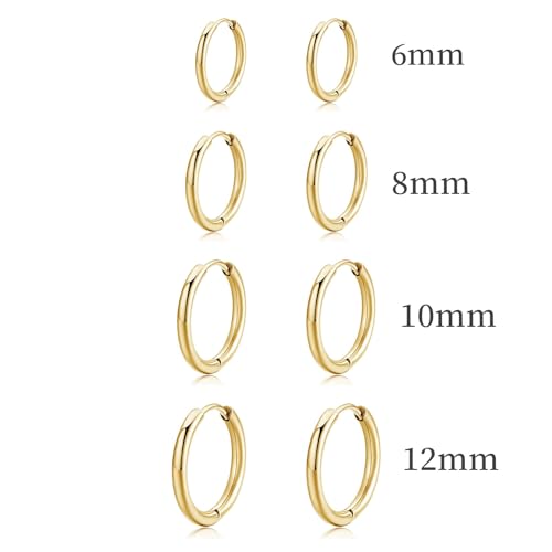 Huggie Hoop Earrings Small Hypoallergenic 14K Gold Plated Huggie Earrings For Women Simple Huggie Stud Earrings - color: Gold