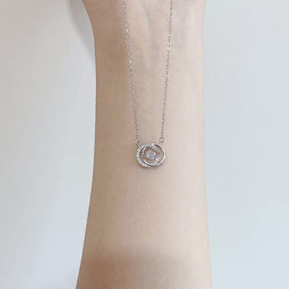 925 Sterling Silver Necklace for Women Trendy, Charming Layered Necklace with Cubic Zirconia Pendant for Her Womens Dainty Diamond Choker Necklaces Holiday Jewelry Gifts for Mom Wife Daughter Lover - color: Heart 2-Silver