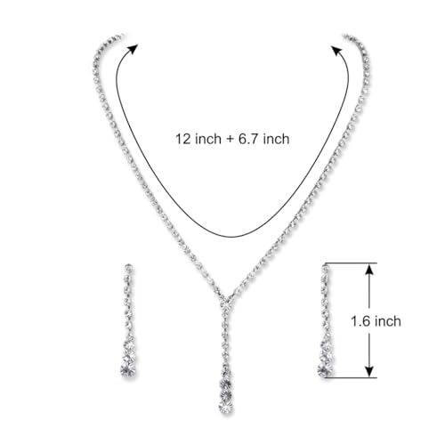 Necklace Set with Linear Drop Earrings for Prom Gala and Evening Social Events