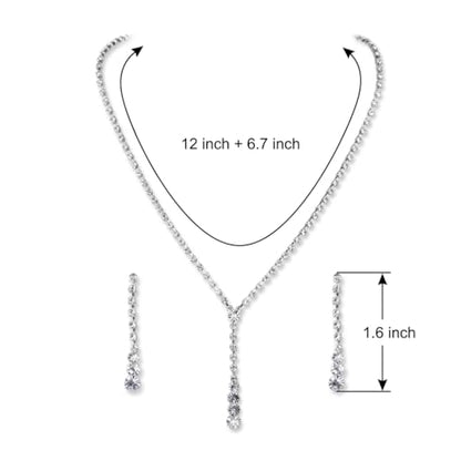 Necklace Set with Linear Drop Earrings for Prom Gala and Evening Social Events