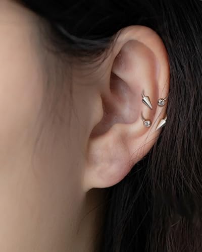 G23 Titanium Lip Rings Surgical Steel Snake Bite Lip Jewelry 16g Spike Labret Rings 8mm 10mm 12mm Horseshoe Conch Hoop Earrings 16 Gauge Conch Piercing Jewelry - size: 12mm+2 pieces