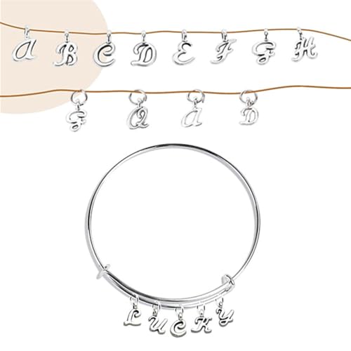 Alphabet Letter Charms,Mini A-Z Alphabet Charm Pendant Bead for DIY Personalized Jewelry Making Findings(4 sets/104pcs) - color: Silver