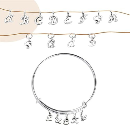 Alphabet Letter Charms,Mini A-Z Alphabet Charm Pendant Bead for DIY Personalized Jewelry Making Findings(4 sets/104pcs) - color: Silver