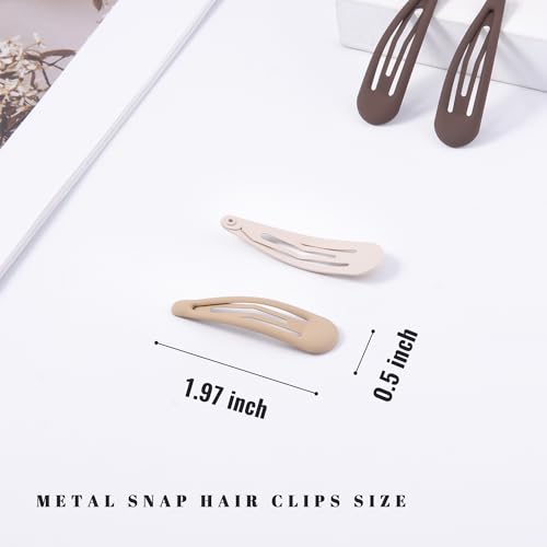 Small Hair Barrettes For Women No Slip Metal Snap Clips For Thin And Fine Hair,Matte Black Brown,20 PCS,1.97 x 0.5 Inch. - color: Matte Black Brown