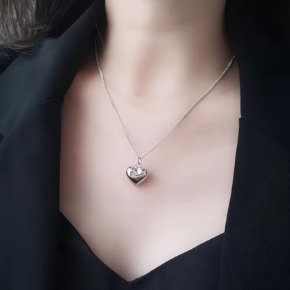 Elegant Twist Chain Necklace with Heart Shape Pendant for Women & Men – Silver Plated Dainty & Durable 2.3mm Chain