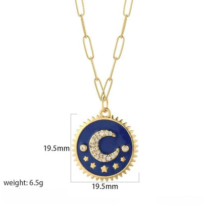 925 Sterling Silver Sun and Moon Necklace Pendant Star Necklace Set Sun moon pendant necklace twitches necklace sun and moon Necklaces and Cloud Sun and Moon Jewelry for Women, - color: NK008G5AC210331G3