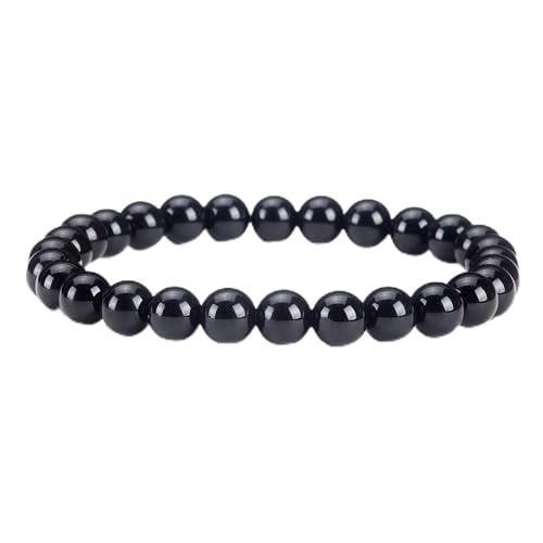Cherry Tree Collection - Small, Medium, Large Sizes - Gemstone Beaded Bracelets For Women and Men - 6mm Round Beads - color: Black Agate, size: Small