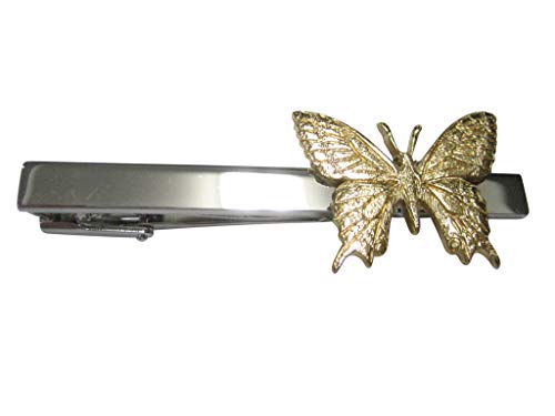 Kiola Designs Gold Toned Textured Large Butterfly Tie Clip