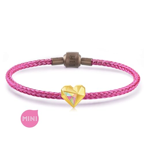 CHOW SANG SANG 999 24K Solid Gold Love Heart Mini Charm Bracelet for Women 91836C - size: 19 CM