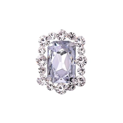 Silver Rectangle Rhinestone Statement Ring for Women Luxury Fashion Exaggerated Large Thick Chunky Geometric Crystal Finger Knuckle Band Wrap Open Adjustable Rings Wedding Cocktail Prom Party Jewelry Gift - color: Silver
