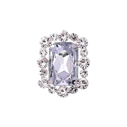 Silver Rectangle Rhinestone Statement Ring for Women Luxury Fashion Exaggerated Large Thick Chunky Geometric Crystal Finger Knuckle Band Wrap Open Adjustable Rings Wedding Cocktail Prom Party Jewelry Gift - color: Silver