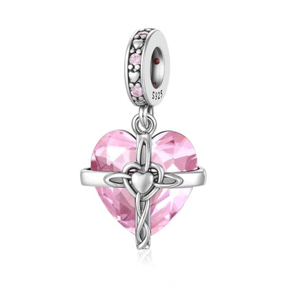 Birthstone Charm, 925 Sterling Silve Heart Dangle Charms for Pandora Bracelets, Ladies Birthday Gift - style: J-October