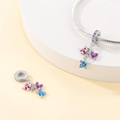 HappyStar 925 Sterling Silver Animal Dogs Charms Pendants fit Pandora Bracelets Necklaces Flowers Sports Travel Charms for Bracelets Women Jrwelry Gifts(with one Spacer Bead Charms) - style: 5-Colorful Tassel Flower Charm