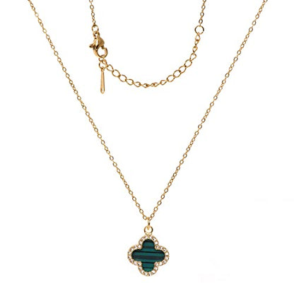 Clover Necklace For Women 18k Gold Plated Silver Lucky Four Leaf Clover Pendent Necklaces Trendy Dainty Jewelry Gifts for Women - color: Gold-Green
