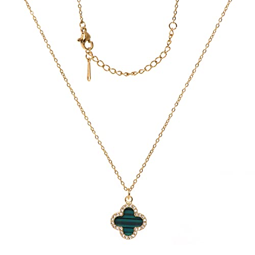 Clover Necklace For Women 18k Gold Plated Silver Lucky Four Leaf Clover Pendent Necklaces Trendy Dainty Jewelry Gifts for Women - color: Gold-Green