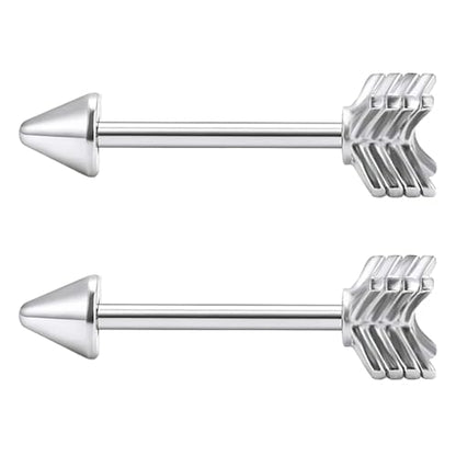 14G Wrench Barbell Nipple Ring 316L Anchor and Rudder Nipple Barbell Screw Nipple Rings Body Piercing Jewelry for Women Men - color: Silver Arrow
