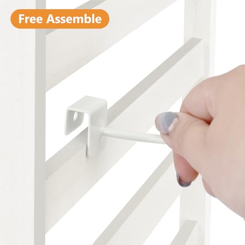 Ikee Design Wooden Jewelry Earring Display Rack, 20 Removable Metal Hooks | Wooden 5 Tiers Jewelry Display Rack with Hooks: Comes with 20 removable metal hooks for earrings, earring cards, bracelets. - color: e) Wash White w/White Hook, 2 Pieces