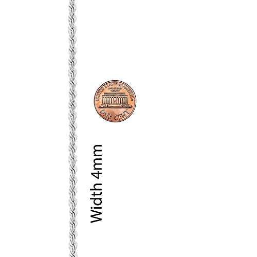 LIFETIME JEWELRY 4mm Twisted Rope Chain Necklace for Men & Women Stainless Steel | Black | Gunmetal | Diamond Cut 16 to 36 Inches - color: Stainless Steel, size: 24 inches