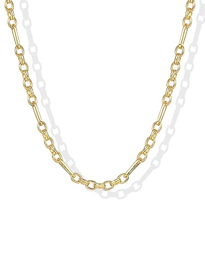 PAVOI Chain Necklace for Women, 14K Gold Plated Adjustable Layering Chain - style: Chain