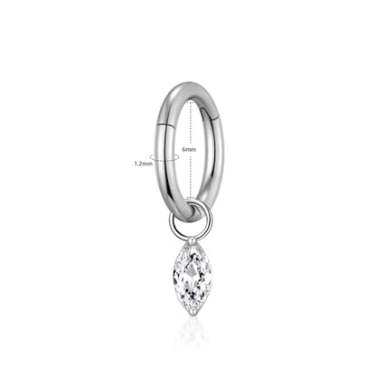 Ourania 16G Gold Stainless Steel Zircon Dangle Huggie Hoop Rook Piercing Helix Hoop Earring Tragus Hoop Cartilage Piercing for Women - color: Eyes Silver 2PCS, size: 1.2*6mm 2pcs