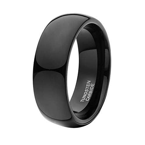TRUMIUM 2mm 4mm 6mm 8mm Black Tungsten Ring for Men Women Wedding Band Domed High Polish Comfort Fit 4-15 - color: 8mm Black