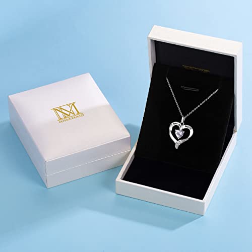 Mom Necklace 925 Sterling Silver Heart Necklaces for Women - color: 01-White Gold