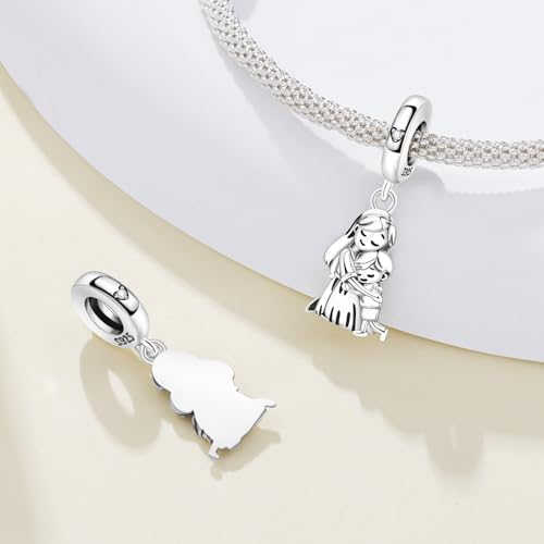 CYCUFF 925 Sterling Silver Charms Suitable for Charm Necklaces, Bracelet Pendants Beads Jewellery Gift for Women - color: Mother & Son Embrace Charm