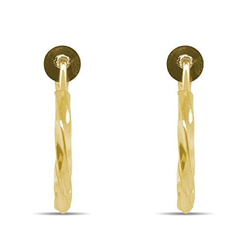 Clip On Spring Hoop Earrings for Non-Pierced Ears - color: Gold-Tone Twisted, size: 17mm
