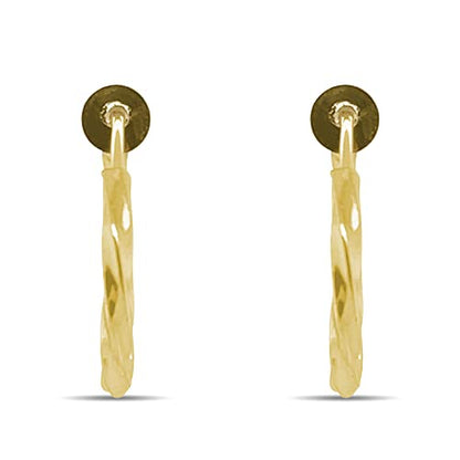 Clip On Spring Hoop Earrings for Non-Pierced Ears - color: Gold-Tone Twisted, size: 17mm