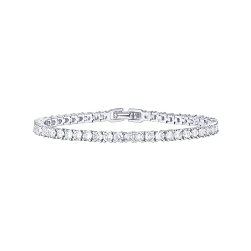 PAVOI 14K Gold Plated 3mm Cubic Zirconia Classic Tennis Bracelet | Gold Bracelets for Women - color: White Gold, size: 6.5 Inches