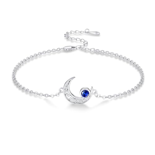 Moon Bracelet for Women 925 Sterling Silver Moonstone/Birthstone Moon Bracelet Butterfly/Dragonfly Bracelet Celtic Moon Butterfly Dragonfly Jewelry Gifts for Women - style: 09-Sep Birthstone