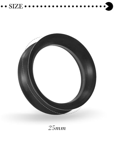 10G-50mm Thin Black Silicone Ear Gauges Tunnels Rubber Ear Plugs Gauges Double Flared Flexible Tunnel Earrings for Women Men - color: 25mm = 1 inch