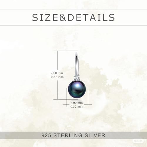 TIGER RIDER Pearl Earrings 925 Sterling Silver Leverback Hypoallergenic Drop Earring Jewelry for Women Birthday Gifts - style: black pearl