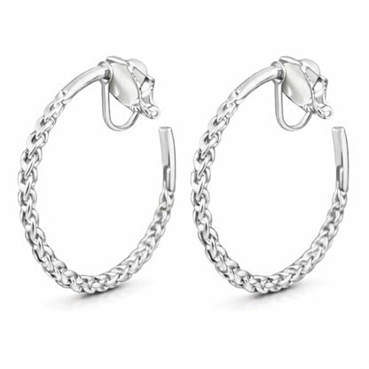Clip On Earrings for Women, 14K Gold/Silver Statement Hoop Earrings Trendy Hypoallergenic Twisted Dangle Drop Earrings for Non Pierced Ears Jewelry Gifts