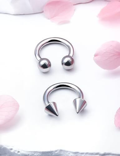 F136 Titanium 20/18/16/14/12/8/4/2g Septum Nose Rings Gauge Earrings Lip Rings Prince Albert Jewelry Internally Threaded Horseshoe Hoop Piercings - size: 14g*08mm