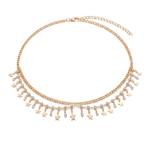 Layered Belly Waist Chain for Women - color: Gold star waist chain
