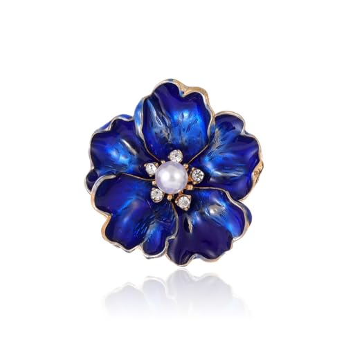 Rhinestone Flower Pin Camellia Drop Oil Brooch Big Large Rose Bouquet Brooch Pin Pearl Daisy Peony Brooch Lapel Pins Elegant Clothing Hat Bag Skirt Accessories for Women - color: Blue
