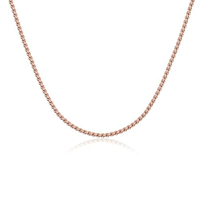 Eusense Stainless Steel Chain Necklace for Men Women Rolo/Wheat/Snake/Box Chain, 2-3MM, 20-24 Inches with Delicate Gift Box - color: Rose Gold-Plated, size: 22+2 Inches Length, style: Rolo Chain-2MM Width