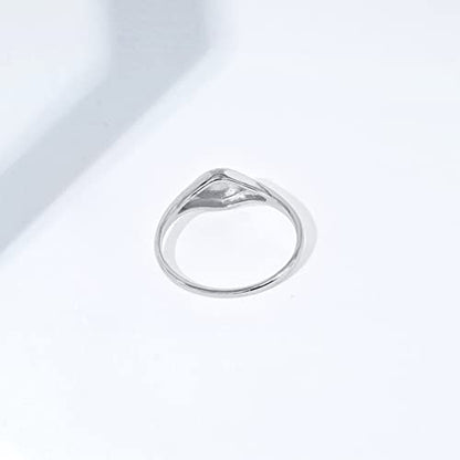 Amazon Essentials 14K Plated Sterling Silver Round Signet Ring - color: Silver, size: 5, style: Round