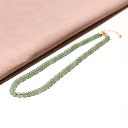 Simple 4mm Gemstones and Crystals Choker Necklace Unisex 16"-18" | Necklaces for Women Men, Adjustable, 40-45 cm Chain Length, Handmade, Spiritual Gemstones, Positive Energy, Daily Wear - style: Aventurine