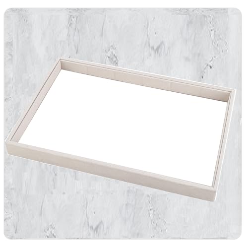 24 Grid Stackable Jewelry Tray Organizer with Removable Divider Velvet Tray | Jewelry Display Tray for Earrings Necklaces Bracelet Rings Display Showcase - Beige - color: Beige