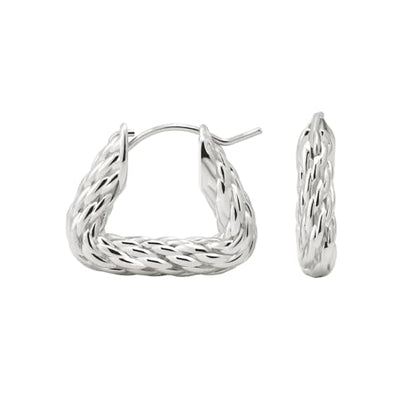 RENAIZ Dainty Lightweight Hoop & Stud Earrings for Women – 14K Gold Plated & Rhodium Plated, Minimalist Geometric Hypoallergenic Jewelry, Tiny Dainty Everyday Studs and Hoops - color: White Gold, style: Triangle Design