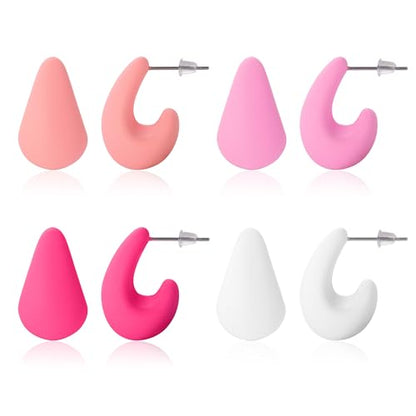 LETFLY 3/4/5 Pairs Teardrop Earrings for Women, Silver Plated Hypoallergenic Chunky Open Drop Hoop Earrings Set, Fashion Anniversary Birthday Jewelry Gifts for Women - color: Multicolor A