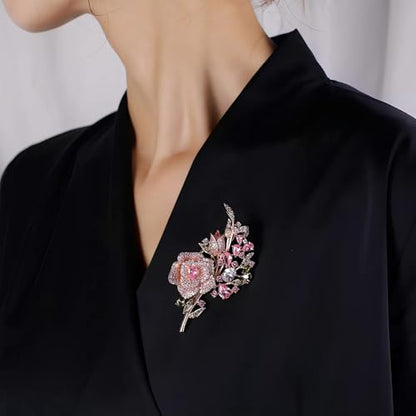SYWDUDUCLT Fashion Elegant Brooches for Women Brooch, Suitable For Party And Daily Wear On Many Occasions - style: ColouredRose