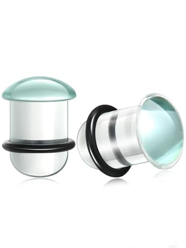Aumeo One Pair Glass Gauges for Ears Single Flare Glass Plugs for Women and Men - color: Clear, size: 12mm