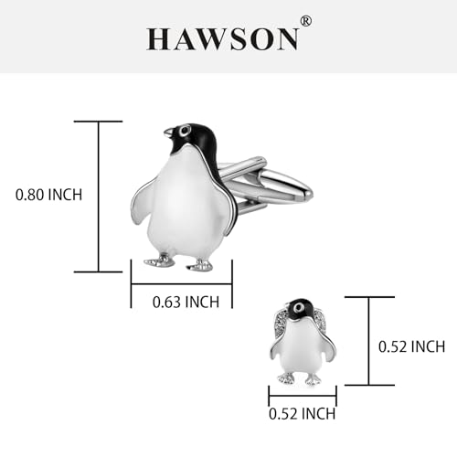 HAWSON Silver/Gold Cufflinks for Men with Tuxedo Shirt Studs,Men Accessories Jewelry with Gift Box,Gifts for Family,Best Friend on Wedding Business Birthday Anniversary - color: Silver ( Penguin Cufflinks with 4 pcs Studs)
