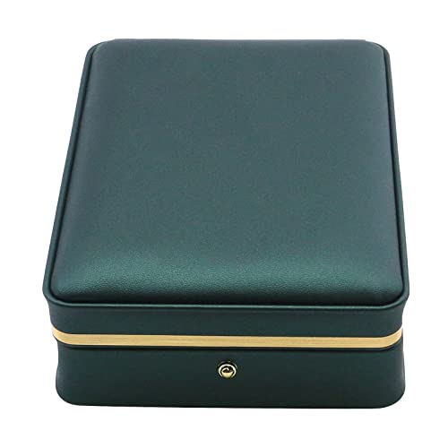 MY MIRONEY Small PU Leather Wedding Jewelry Sets Box, Blackish Green | Necklace Earring Ring Display Case Bracelet Storage Holder Jewelry Box Storage Organizer (4.53" x 6.3" x 1.97") - style: Small Jewelry Sets(Type A); Blackish Green